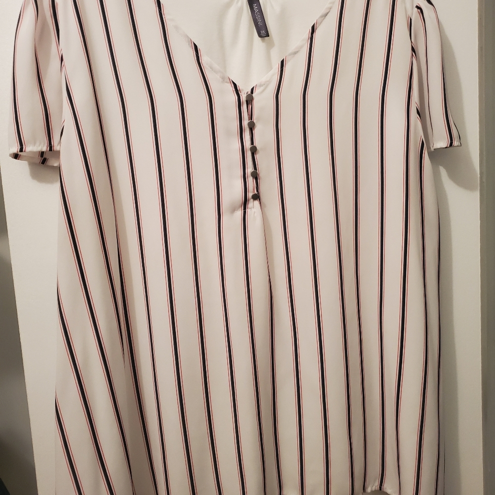 Pink and Blue Striped Blouse